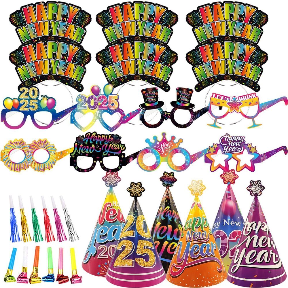 8094 Colorful New Year's Eve Party Supplies 2025 - Happy Favors, Headwear